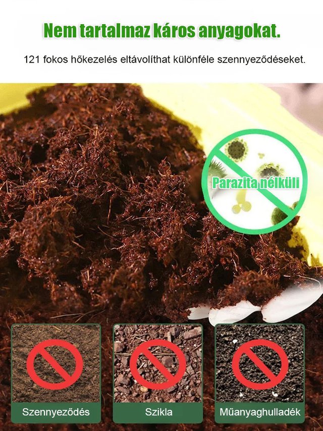 【Tíz évig nem igényel műtrágyázást】Kertészeti kókuszrost tápanyagföld