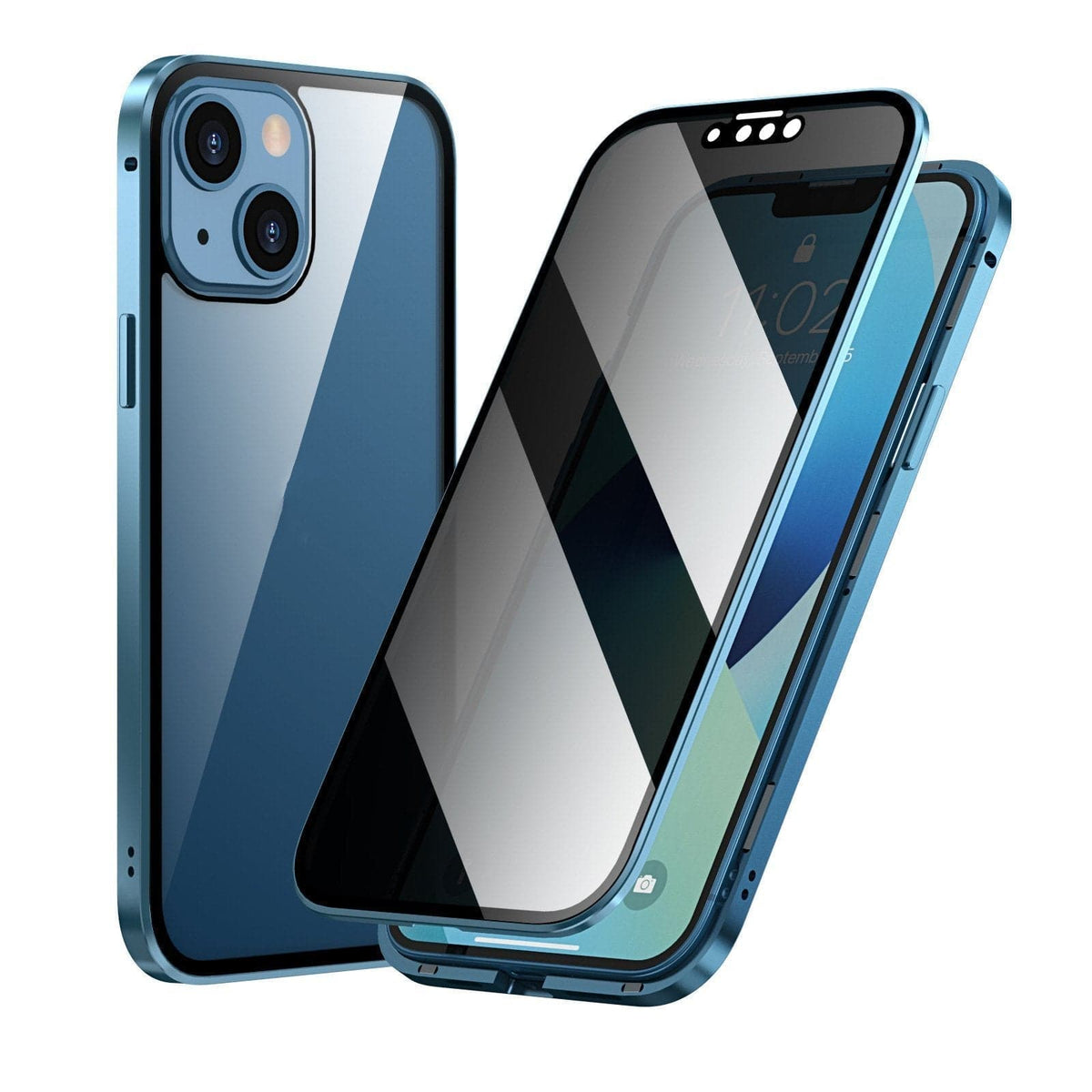 Mágneses iPhone tok tükröződésmentes üveggel és fémmel