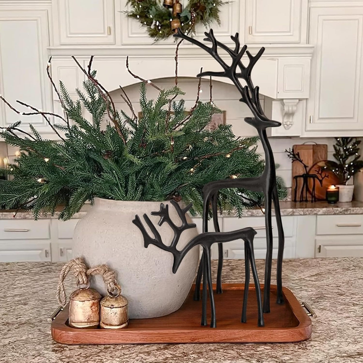 🎅Karácsonyi bestseller 🦌 Fekete rénszarvas figura, karácsonyi dekoráció